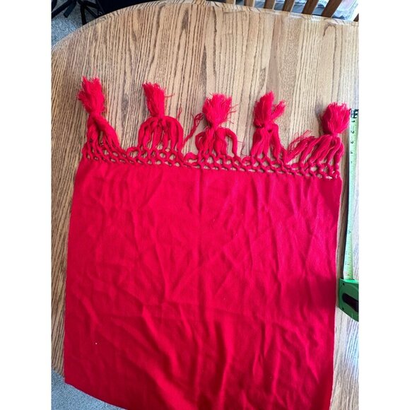Red Tassel-Trimmed Scarf/Shawl - Cozy Winter Accessory For Women Soft & Stylish - Picture 9 of 11